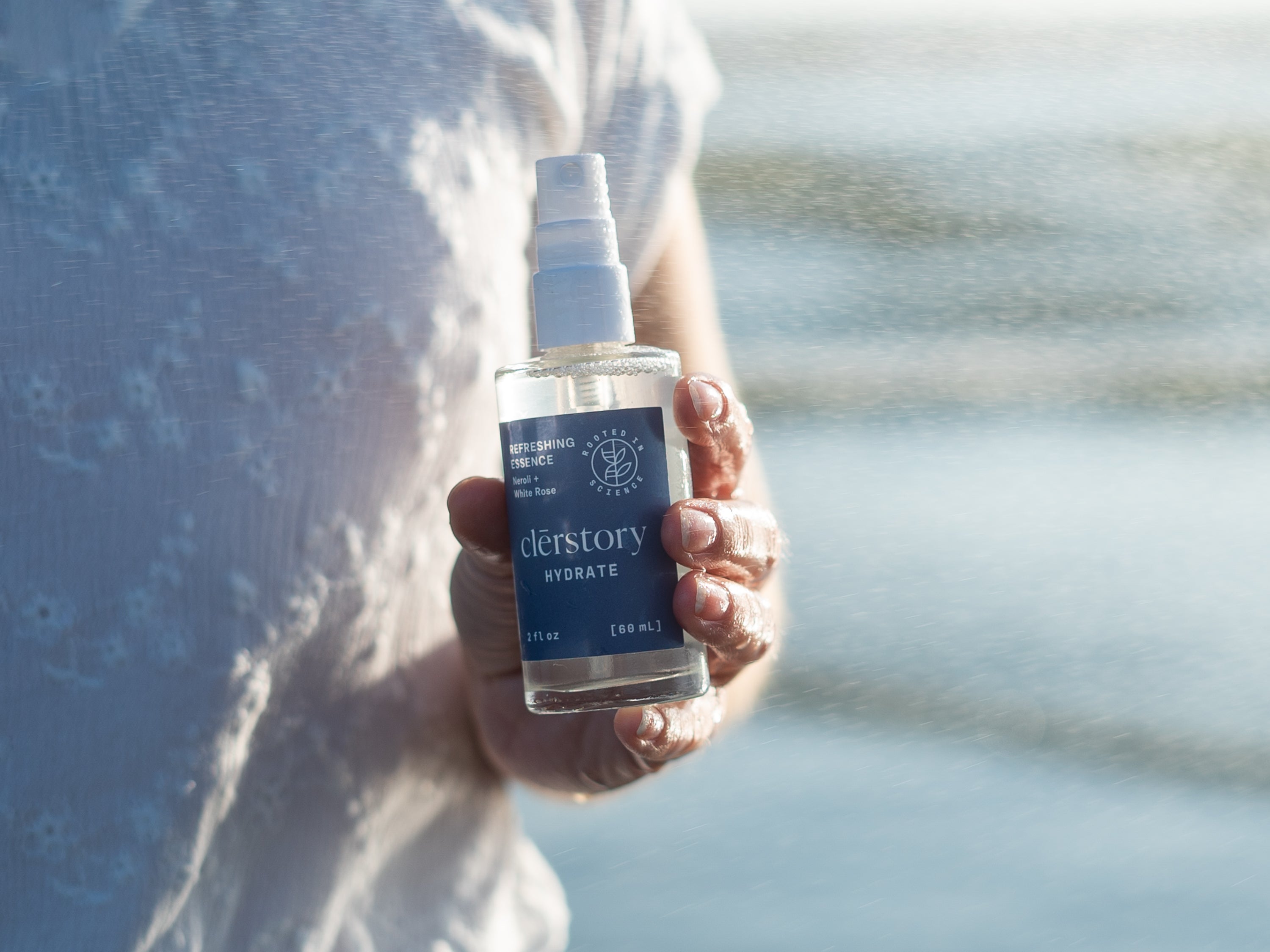 clerstory skincare - plantbased vegan cruelty-free hydrating facial mists, travel size refreshing essence at the beach